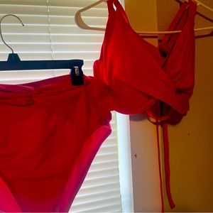 Women's red high waisted bikini